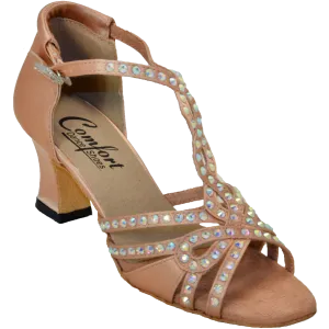 Comfort Heel - Butterfly - Medium Tan Satin