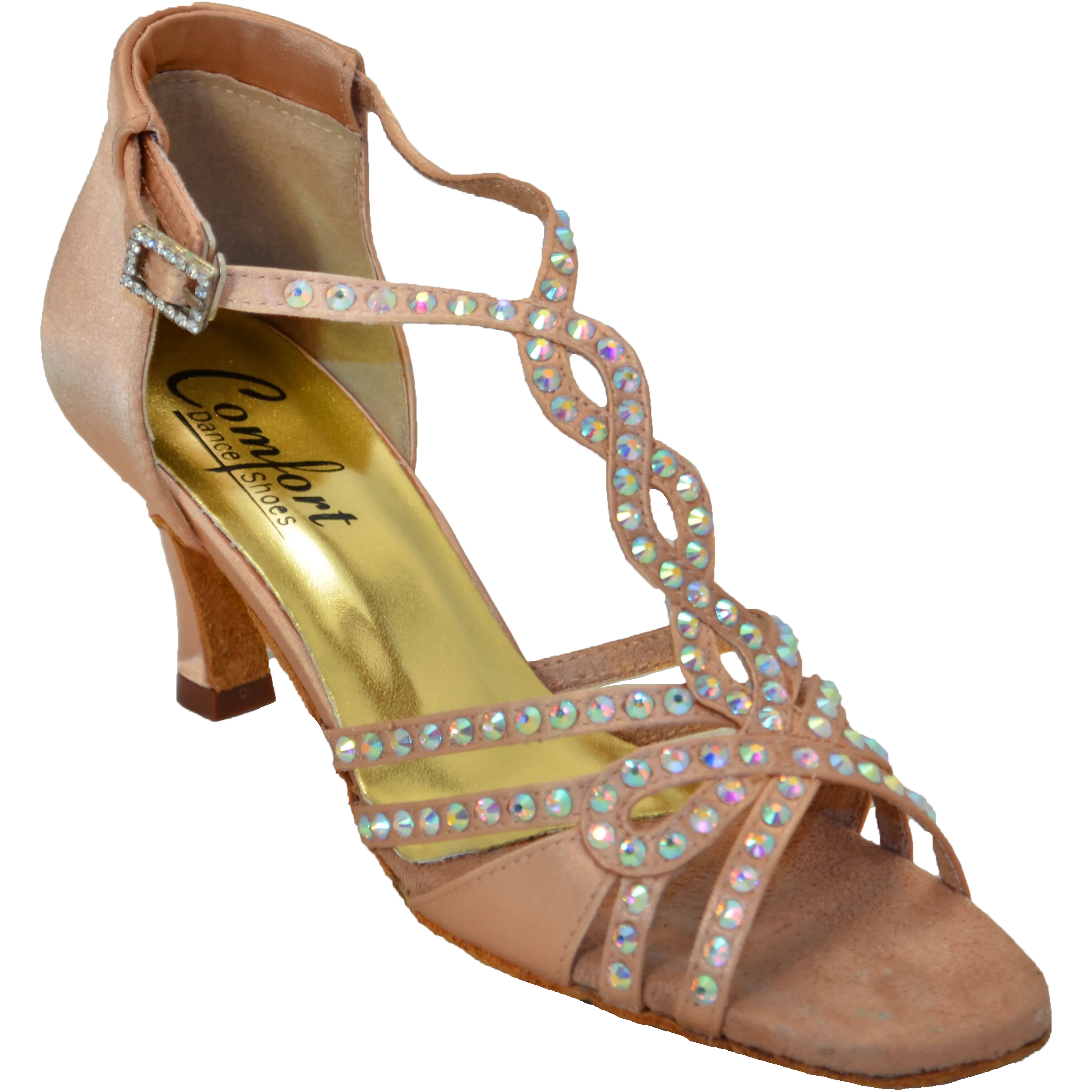 Comfort Heel - Butterfly - Medium Tan Satin