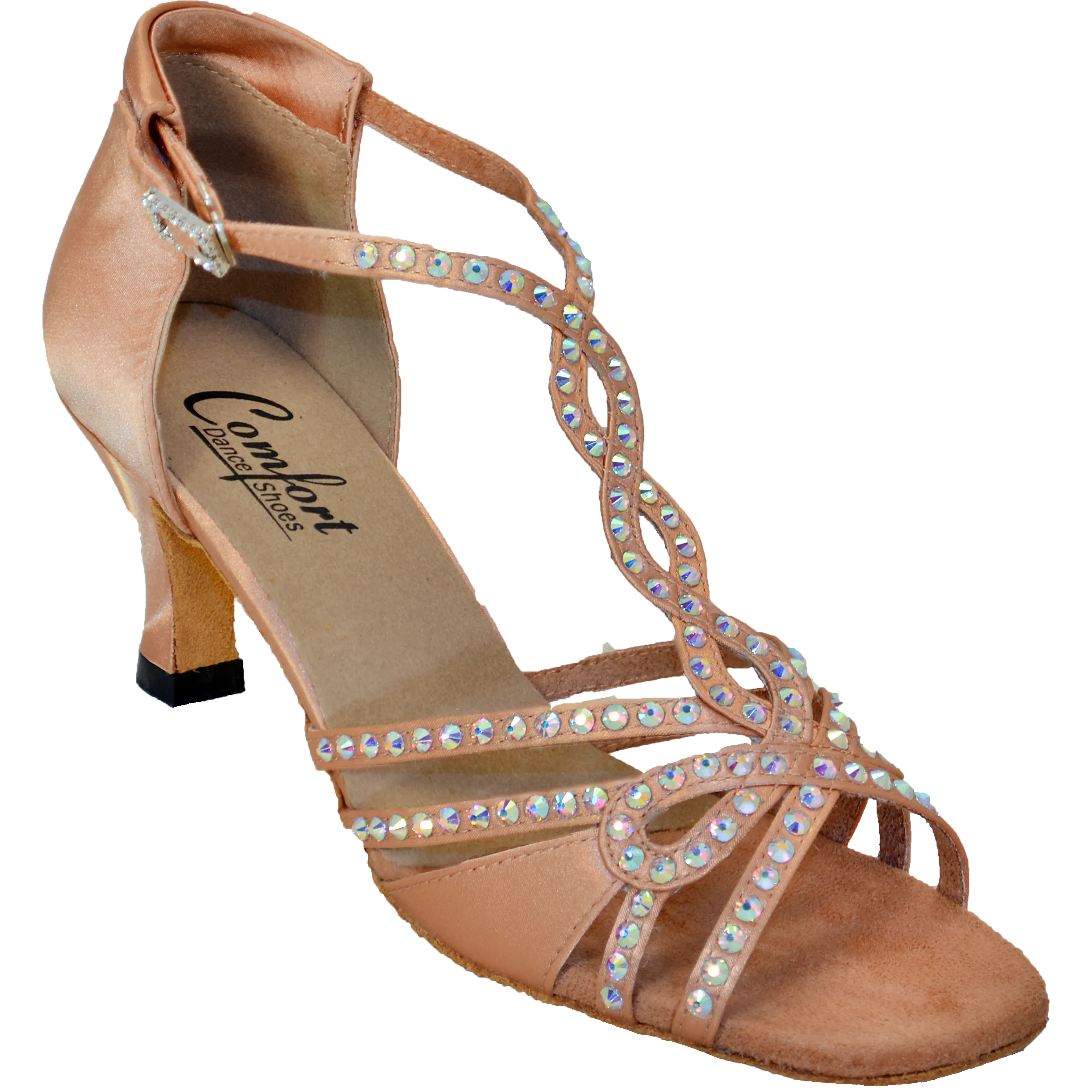 Comfort Heel - Butterfly - Medium Tan Satin