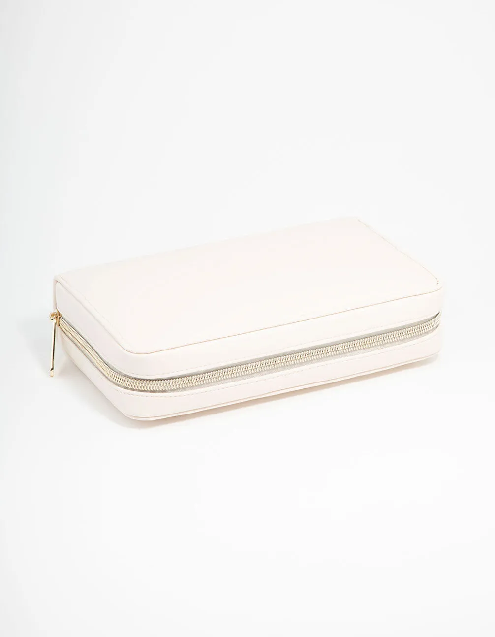 Cream PU Leather Wallet Jewellery Case