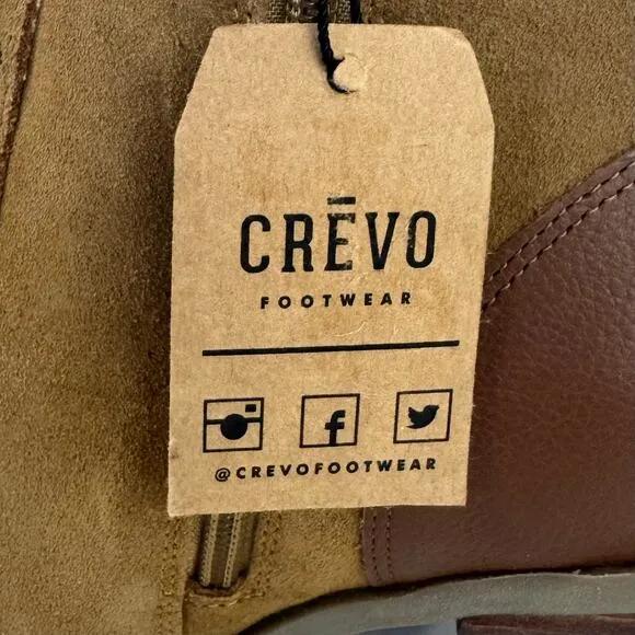CREVO JOAN LEATHER BLOCK HEEL ANKLE BOOTS IN TAN SUEDE NWT WOMEN'S SIZE 8.5