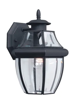 Curved Beveled Glass Black 1 Light Outdoo