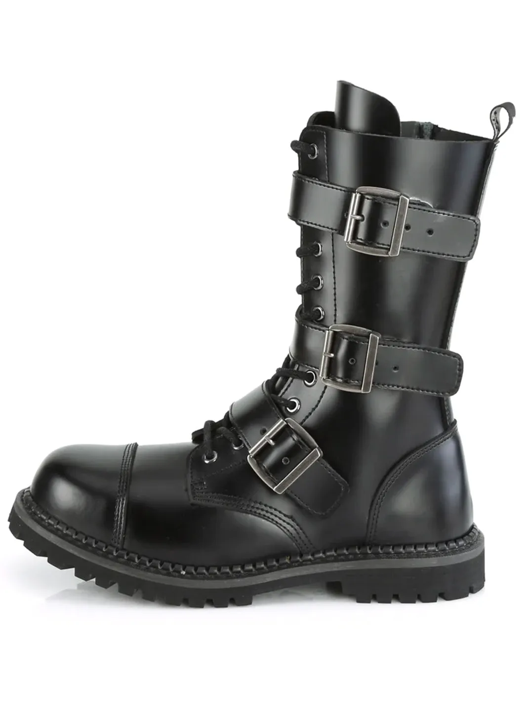 DEMONIA RIOT-12BK - BLACK LEATHER ✰ PRE ORDER ✰