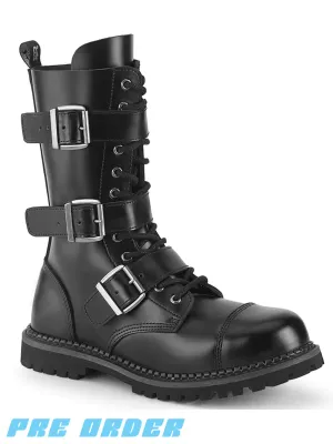 DEMONIA RIOT-12BK - BLACK LEATHER ✰ PRE ORDER ✰