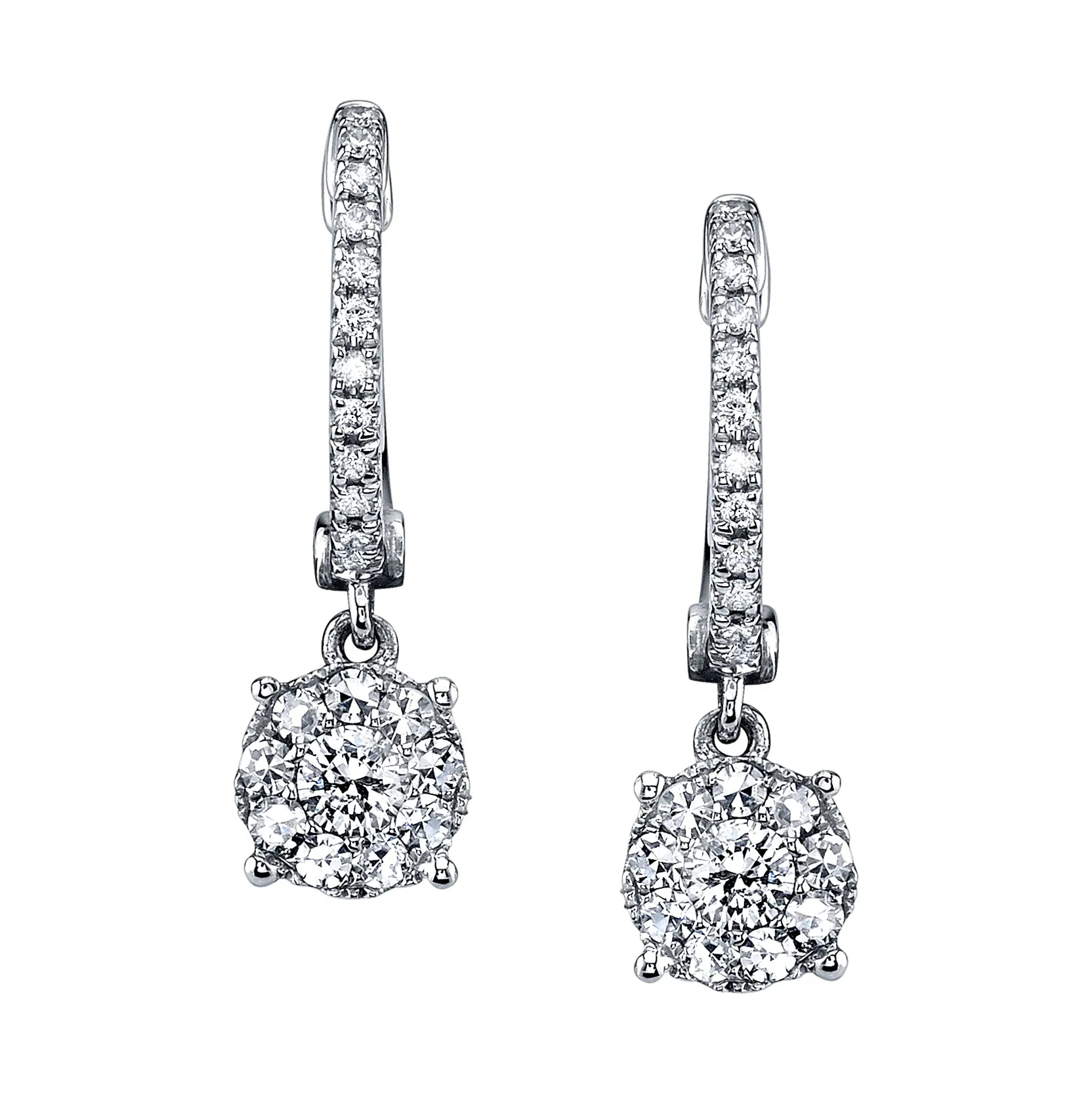 Diamond Cluster Drop Earrings