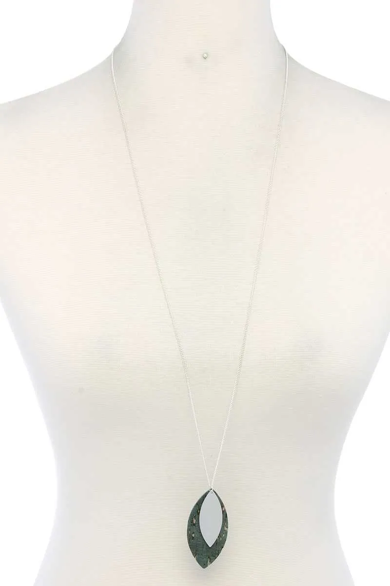 Double Pointed Oval Shape Pendant Necklace