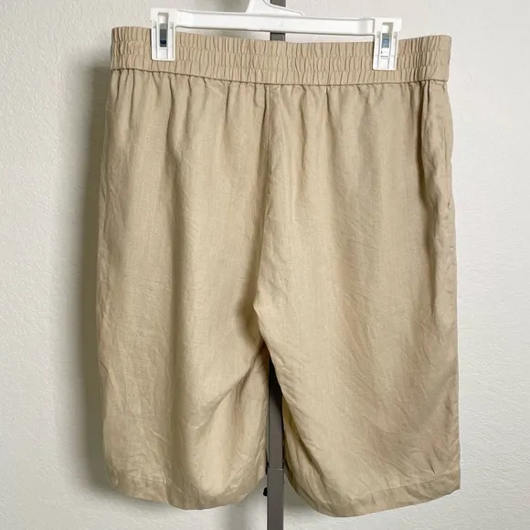 Eileen Fisher 100% Organic Linen Pull On Shorts In Sand Beige Size Medium