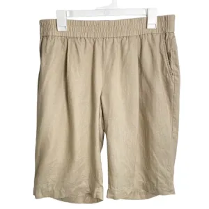 Eileen Fisher 100% Organic Linen Pull On Shorts In Sand Beige Size Medium