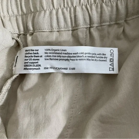 Eileen Fisher 100% Organic Linen Pull On Shorts In Sand Beige Size Medium