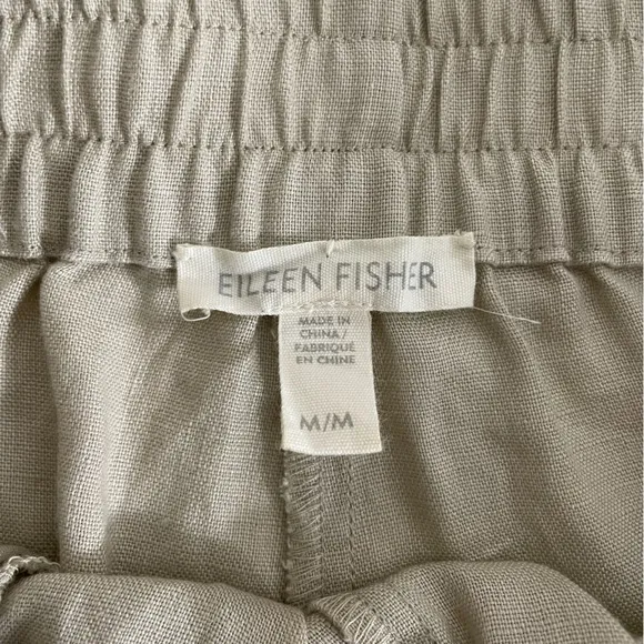 Eileen Fisher 100% Organic Linen Pull On Shorts In Sand Beige Size Medium