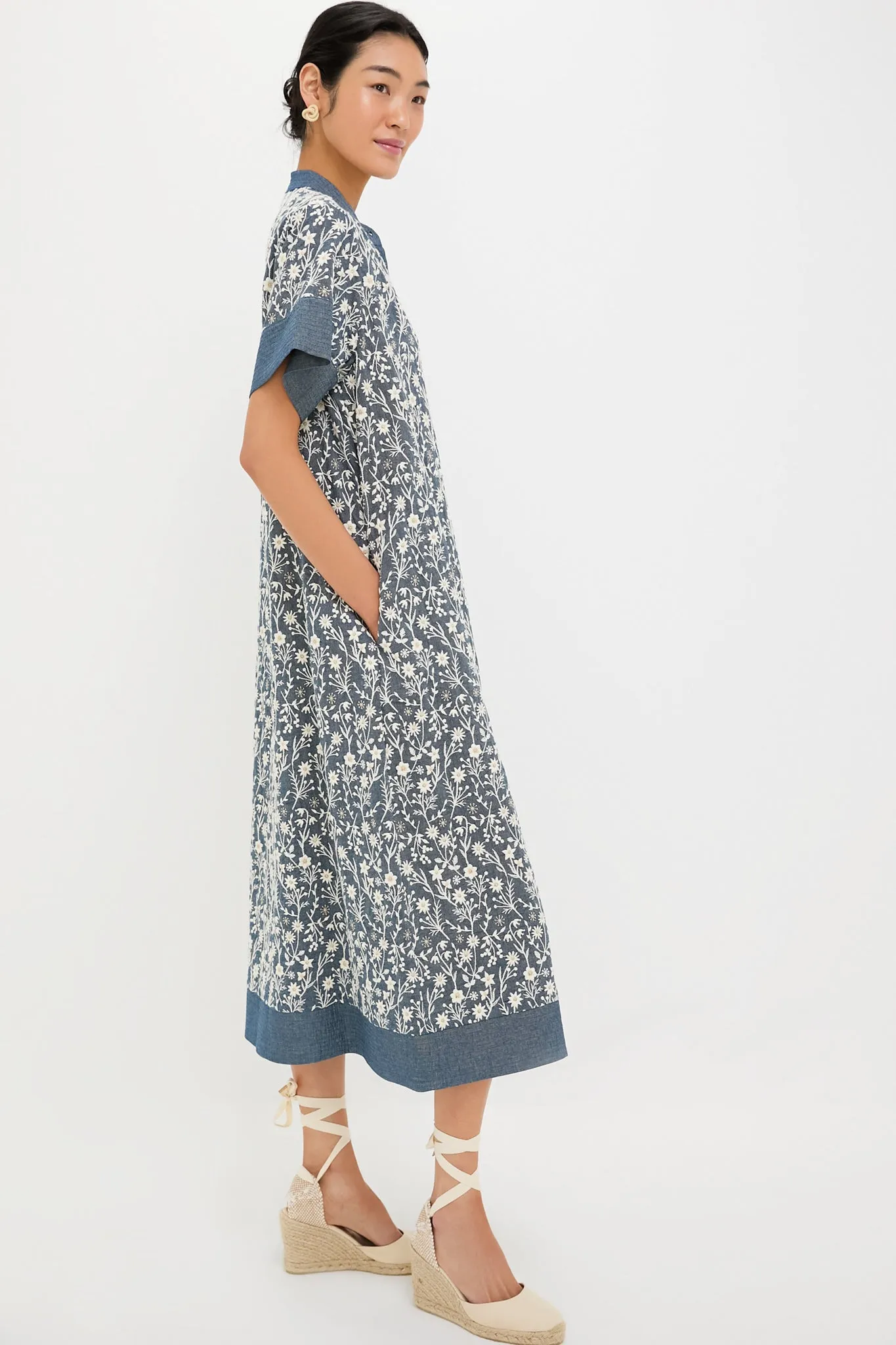 Embroidered Chambray Wildflower Meadows Prescott Dress
