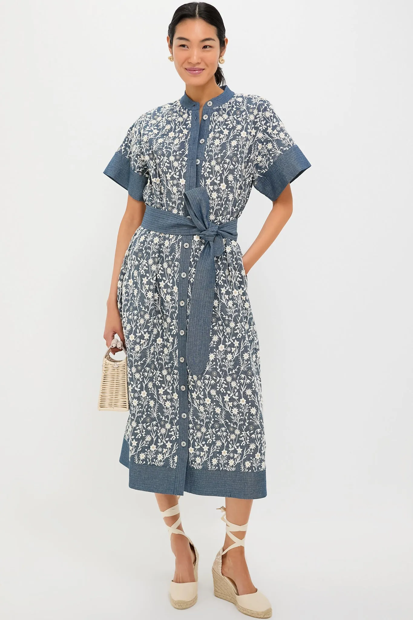 Embroidered Chambray Wildflower Meadows Prescott Dress
