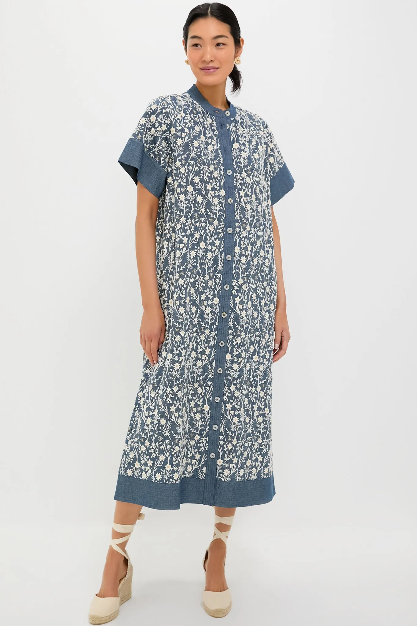 Embroidered Chambray Wildflower Meadows Prescott Dress