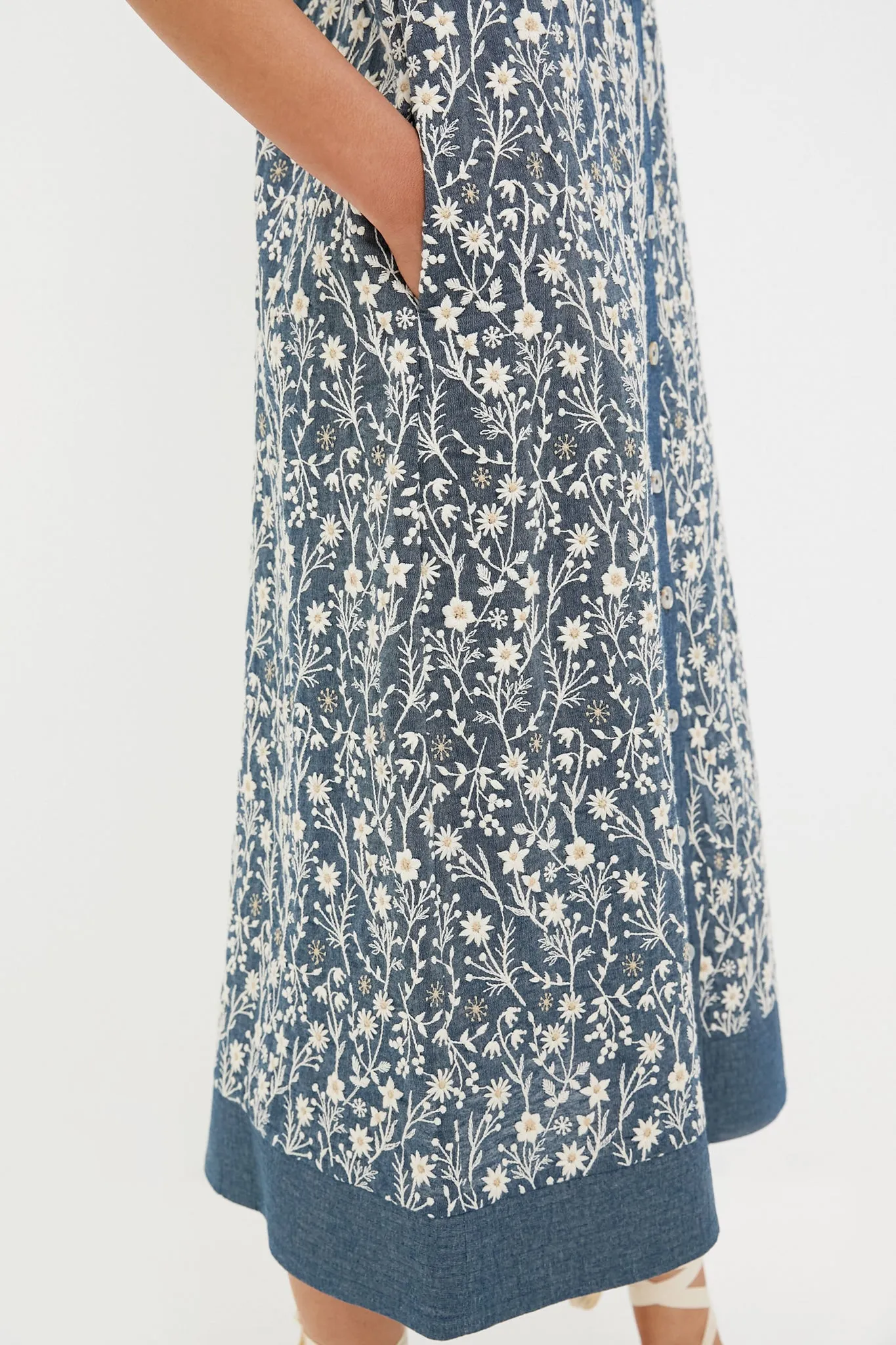Embroidered Chambray Wildflower Meadows Prescott Dress