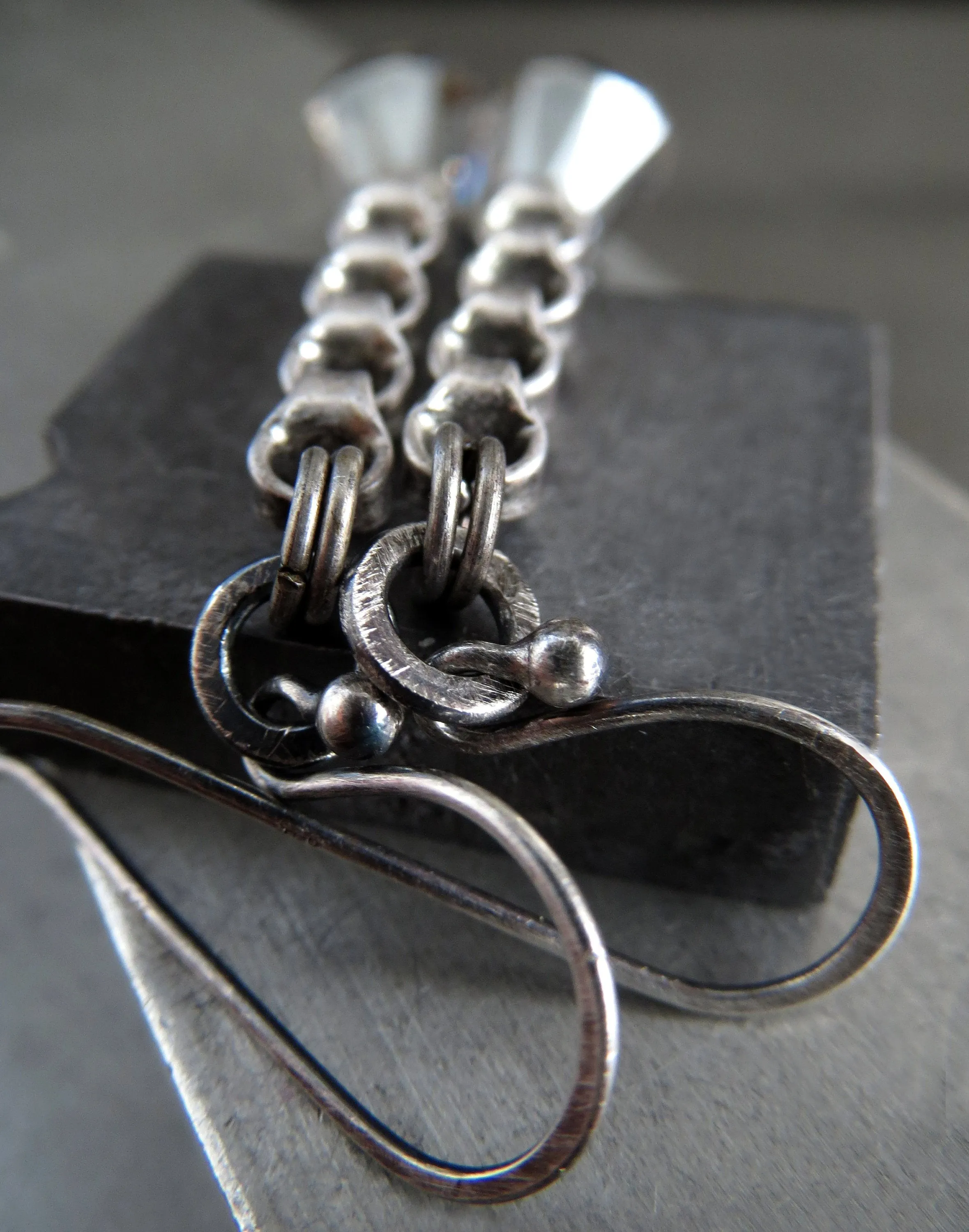EXACT - Long Chain Earrings with Sheer Grey Crystals
