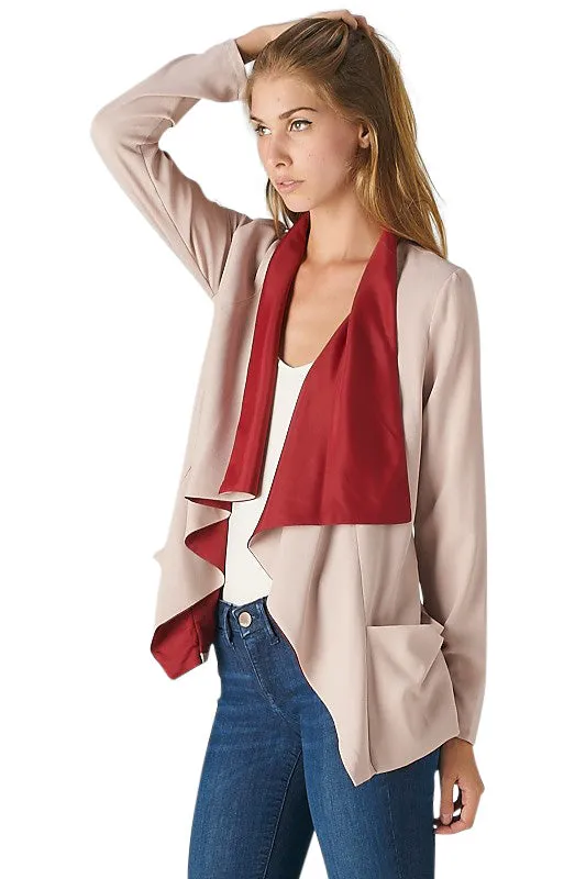 Felicia Batwing Collar Dual Pocket Blazer