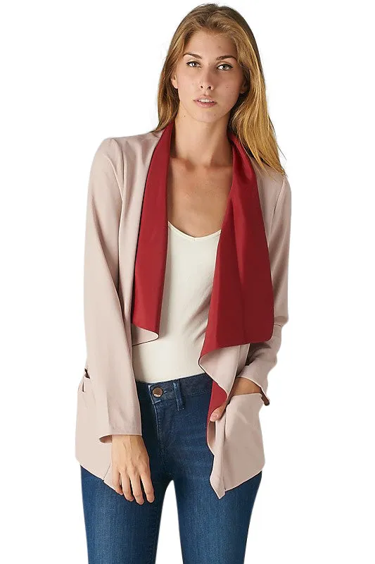 Felicia Batwing Collar Dual Pocket Blazer