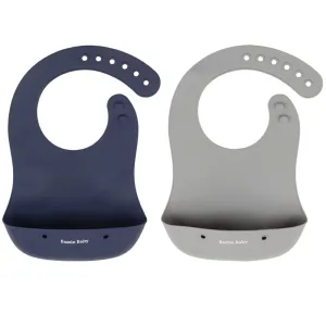 Foodie® Bib Silicone Bib With Food Catcher Pocket 2-Pack: Grey Skies