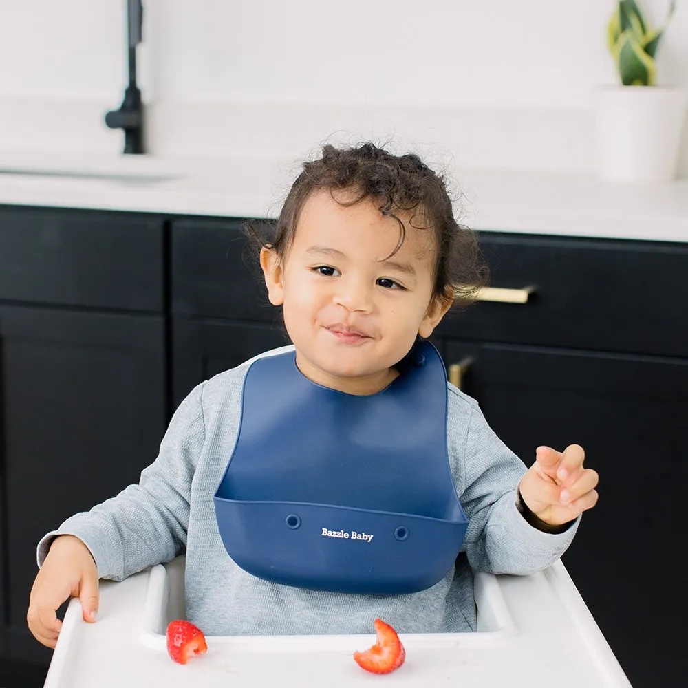 Foodie® Bib Silicone Bib With Food Catcher Pocket 2-Pack: Grey Skies