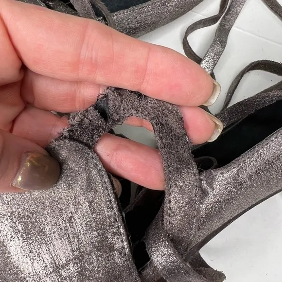 Free People Atlas Ankle Wrap Ballet Flat - Metallic Gray