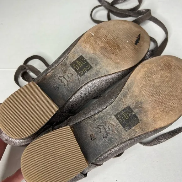 Free People Atlas Ankle Wrap Ballet Flat - Metallic Gray