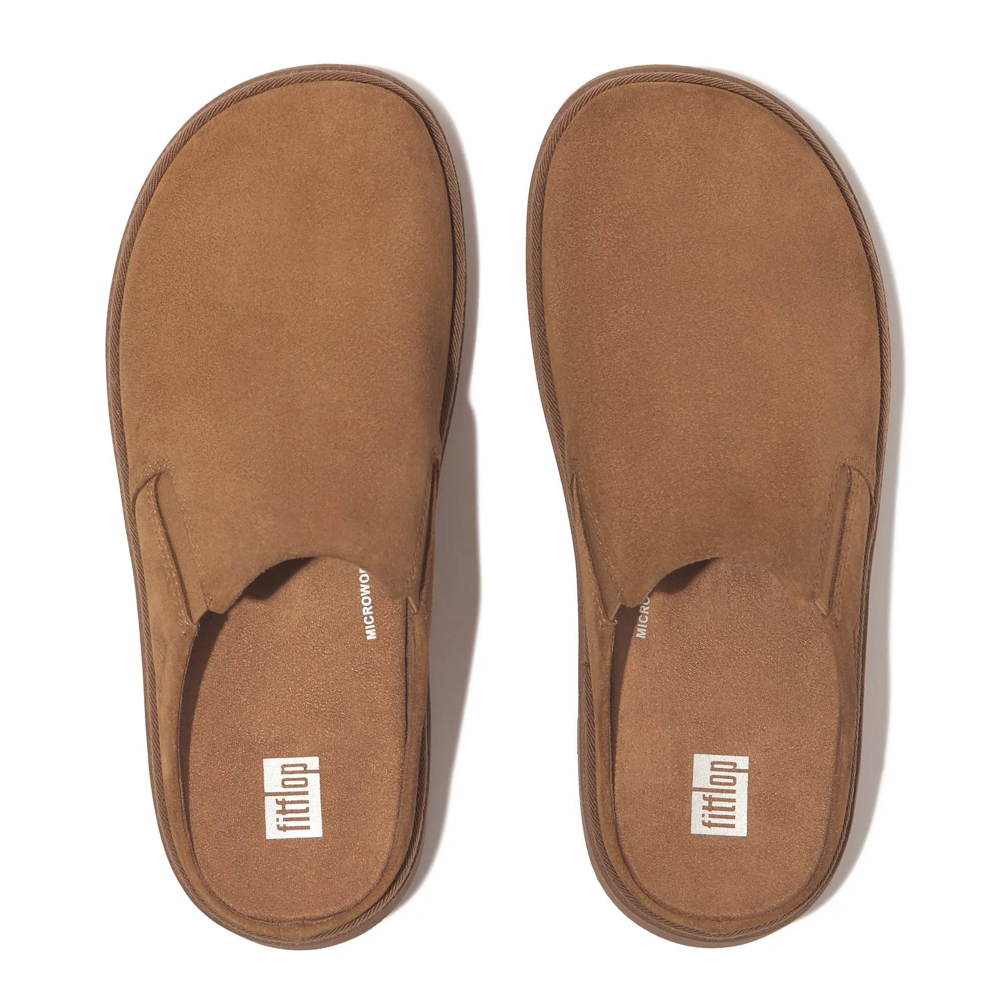 Gen-FF Elasticated Suede Mules in Light Tan