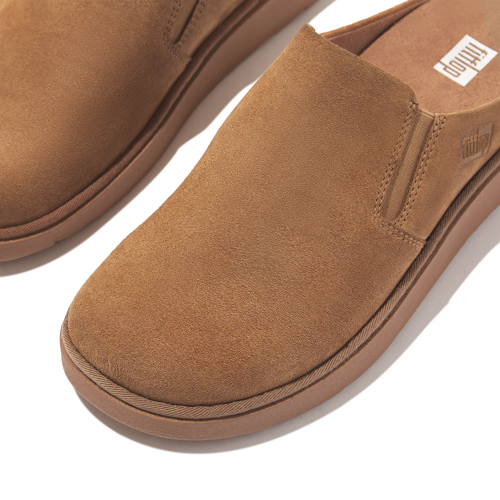 Gen-FF Elasticated Suede Mules in Light Tan