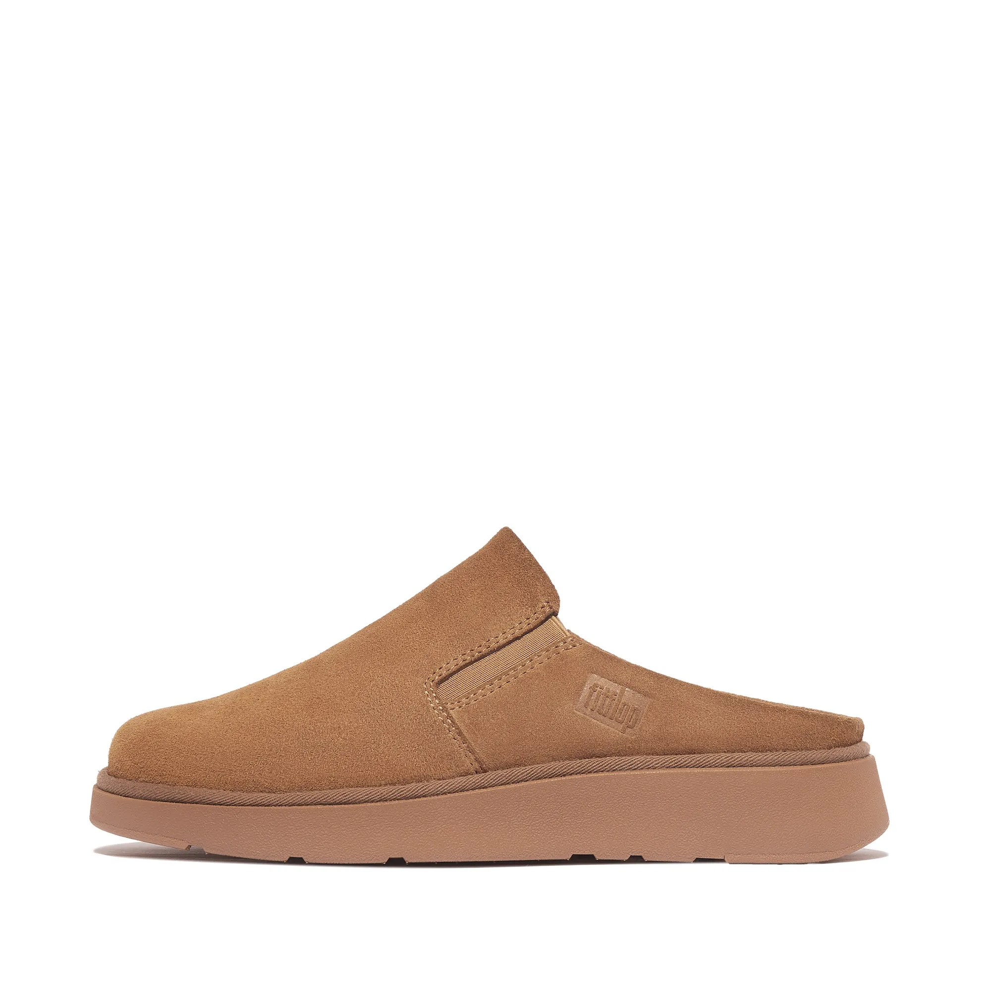 Gen-FF Elasticated Suede Mules in Light Tan