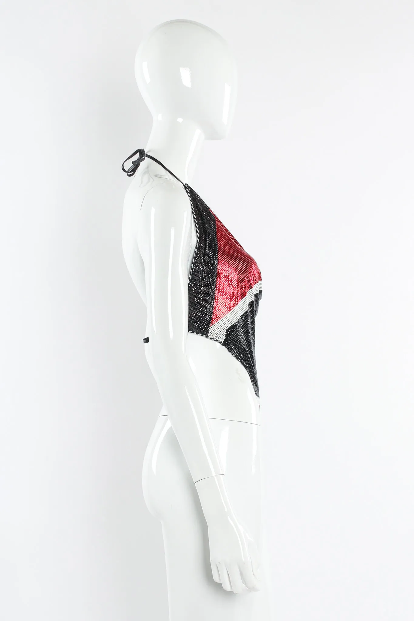 Geo Print Pointed Metal Mesh Halter