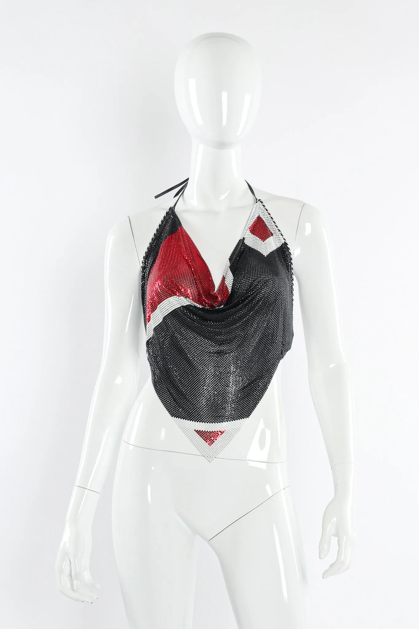 Geo Print Pointed Metal Mesh Halter