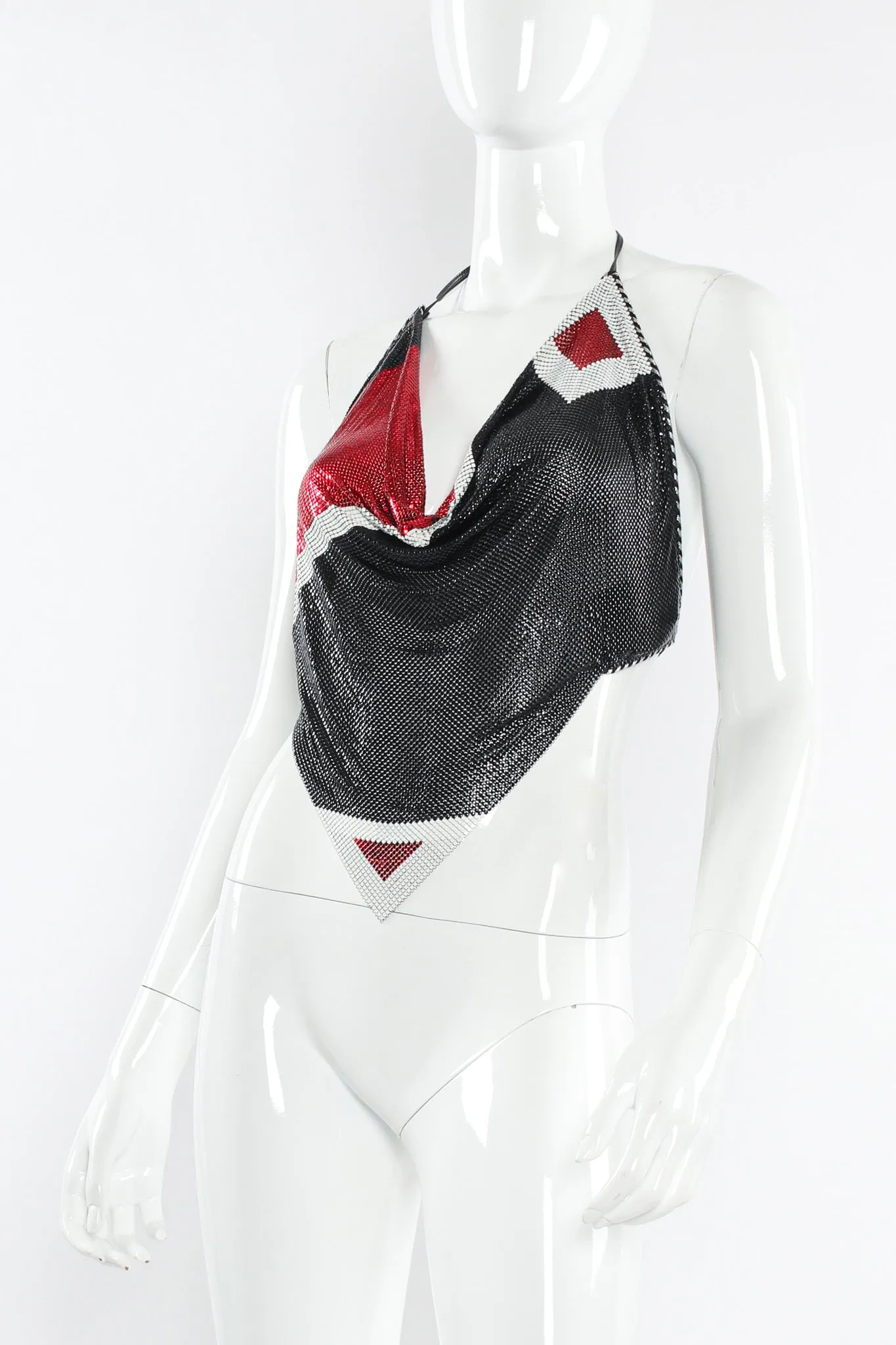 Geo Print Pointed Metal Mesh Halter