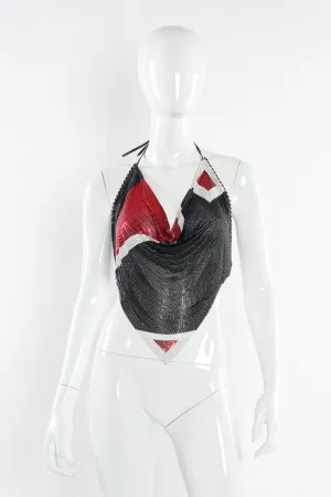 Geo Print Pointed Metal Mesh Halter