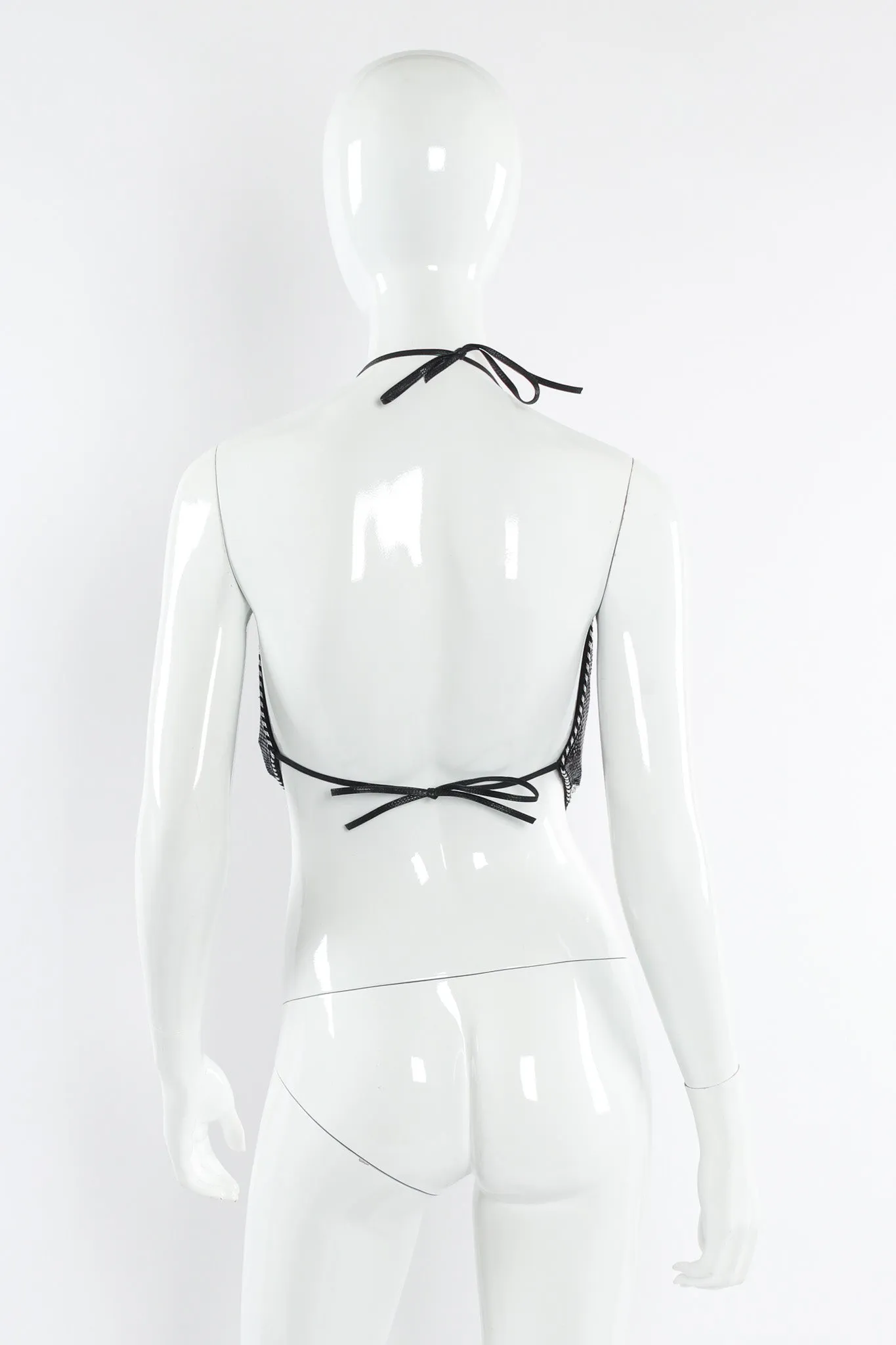 Geo Print Pointed Metal Mesh Halter