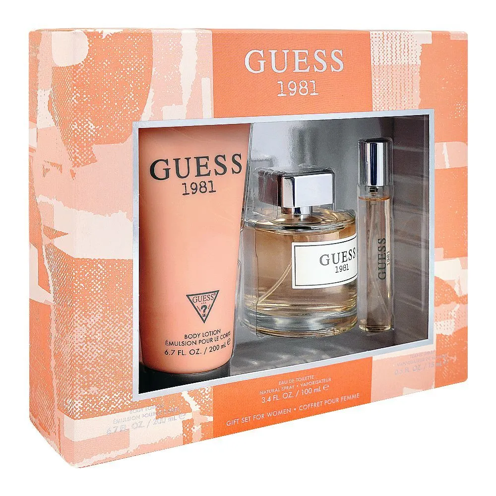 Guess 1981 Eau De Toilette Gift Set For Women, EDT 100ml   Body Lotion 200ml  Travel Spray 15ml | Turkey | Fragrance For Women