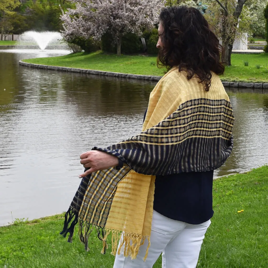 Hand Woven Windowpane Wraps | Midnight & Moonlight