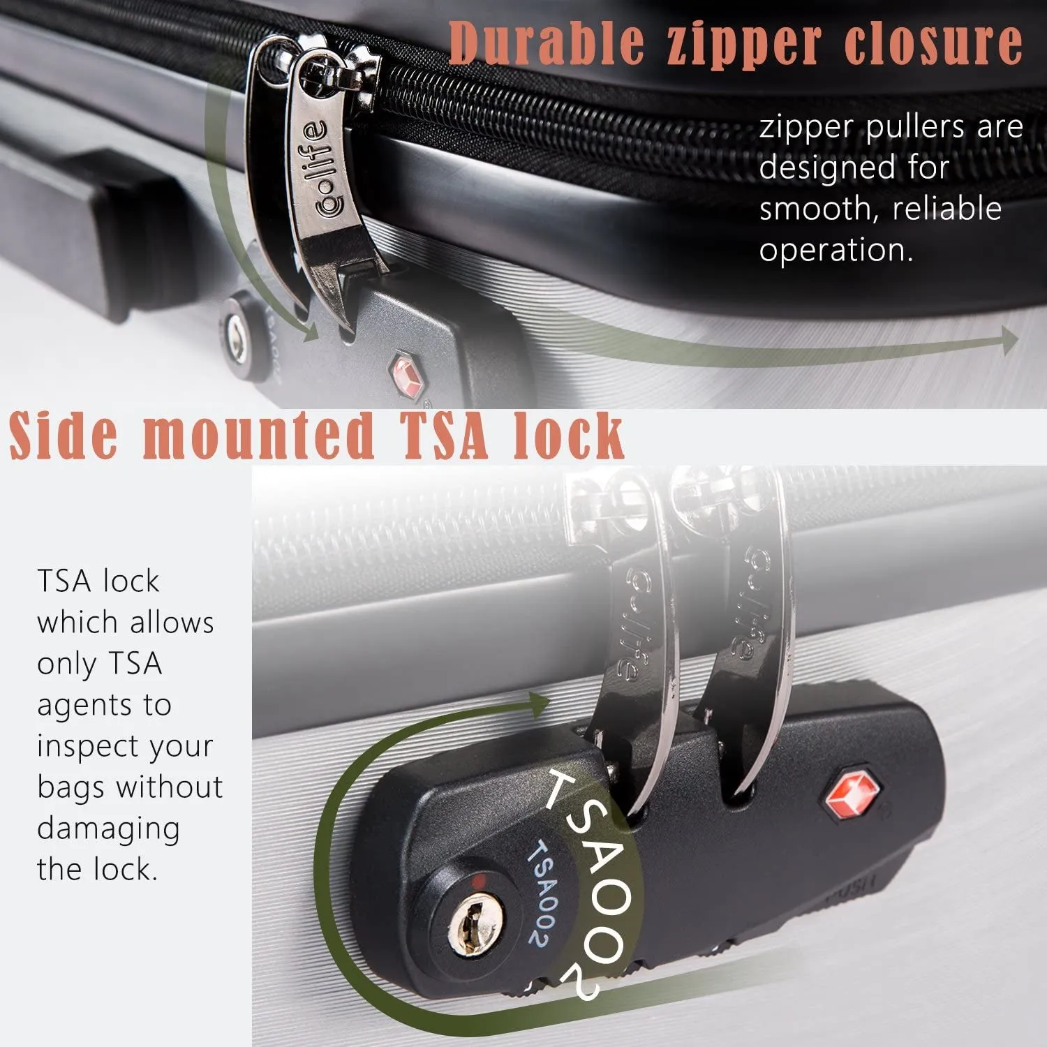 Hardshell Lightweight Carry on Luggage PC ABS with TSA Lock Spinner 20in 24in 28in