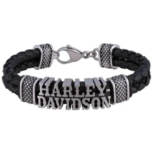 Harley-Davidson® Men's Western H-D Double Leather Braided Bracelet