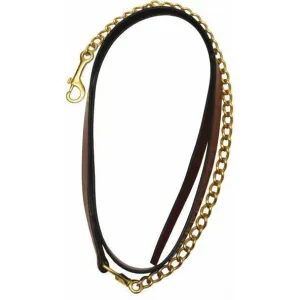 Henri de Rivel Pro Collection Leather Lead With 24" Solid Brass Chain