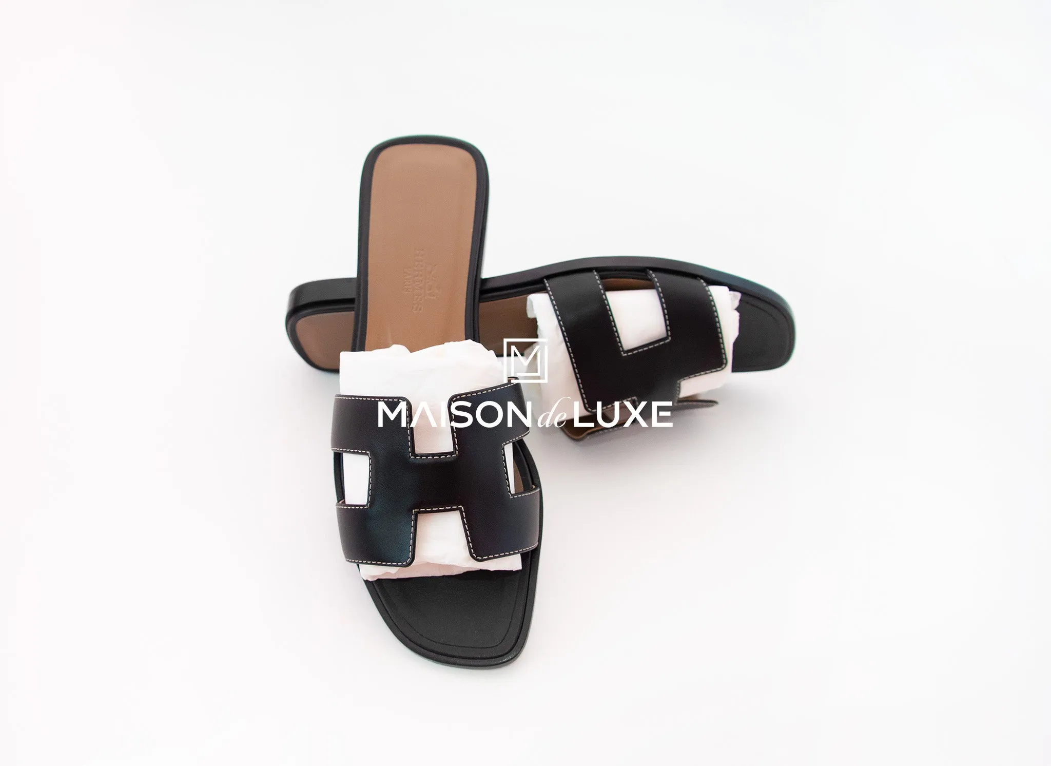 Hermes Women's Black Oran Sandal Slipper 37 Shoes