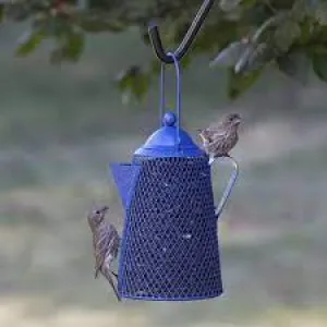 HG850238D Bird Feeder Coffe Pot Mesh Blue