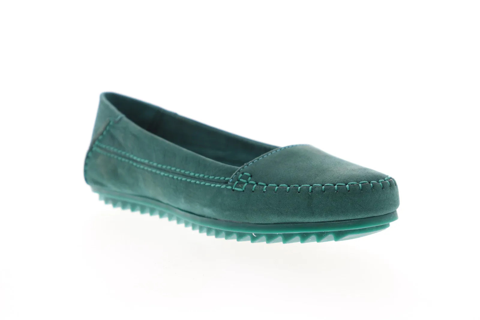 Hush Puppies Thora Create HW05238 Womens Green Suede Slip On Ballet Flats Shoes