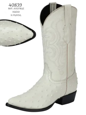 Imitation Ostrich Cowboy Boots 'El Señor De Los Cielos' Bone 40839