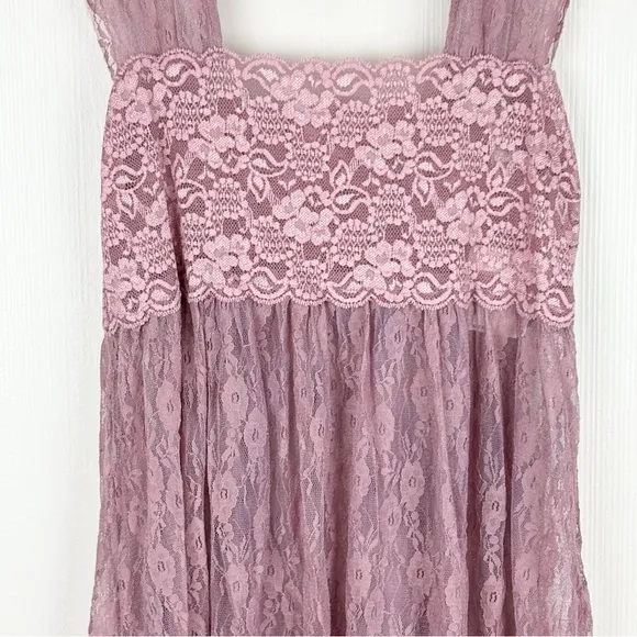 Intimately‎ Free People Dress Womens XS Purple Lace Slip Maxi Sheer NWT