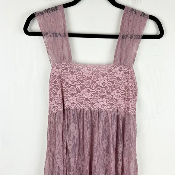 Intimately‎ Free People Dress Womens XS Purple Lace Slip Maxi Sheer NWT