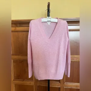 J. Crew Sweater Women’s Italian Cashmere V Neck Heather Pink Size M