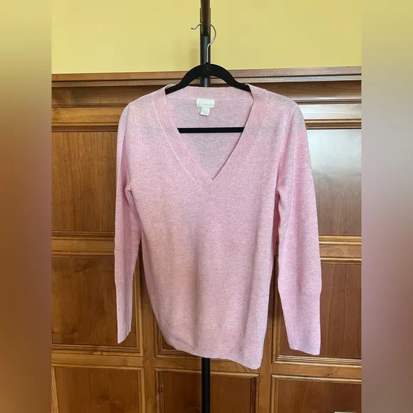 J. Crew Sweater Women’s Italian Cashmere V Neck Heather Pink Size M