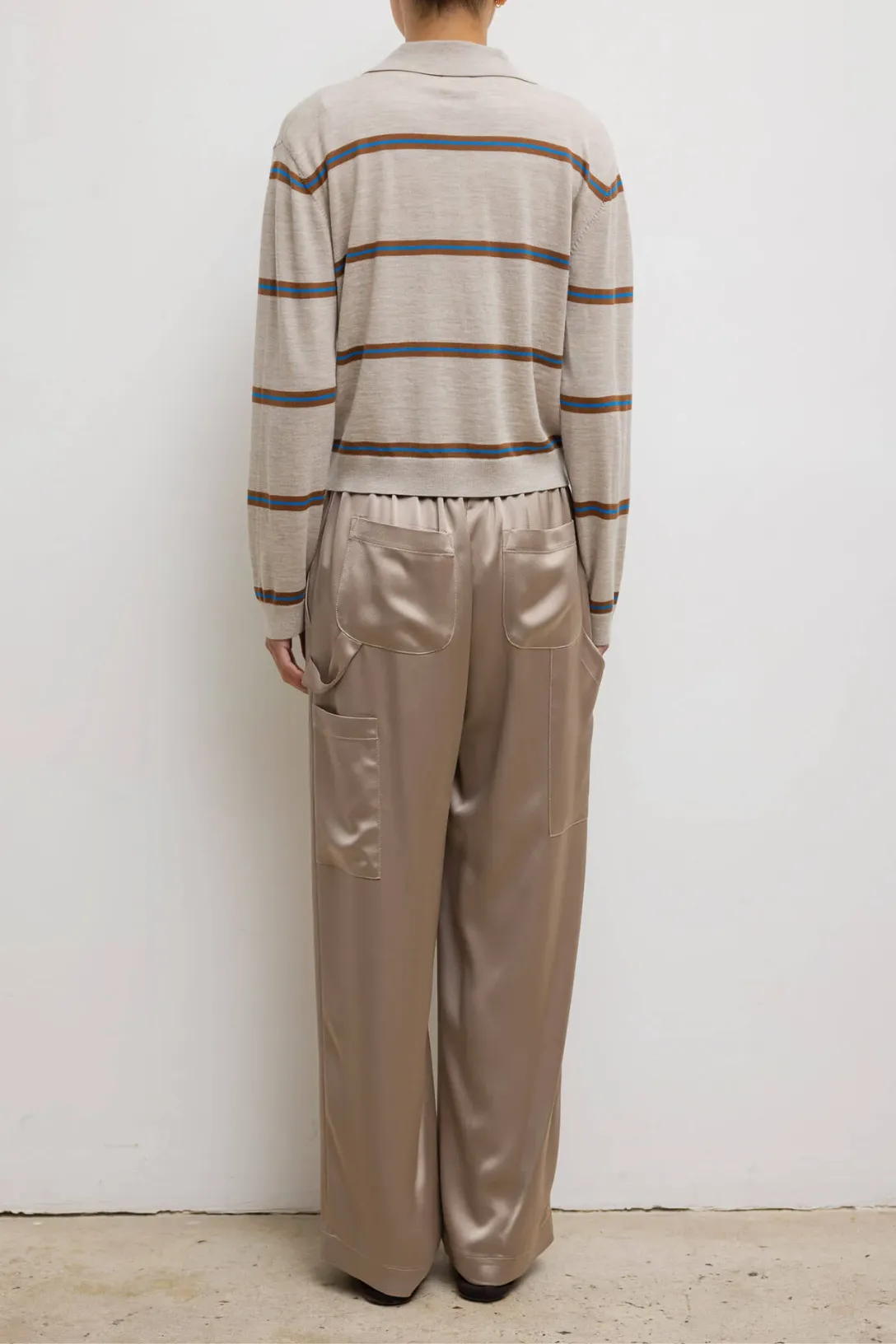 James Stripe Polo | Oatmeal Cobalt Stripe