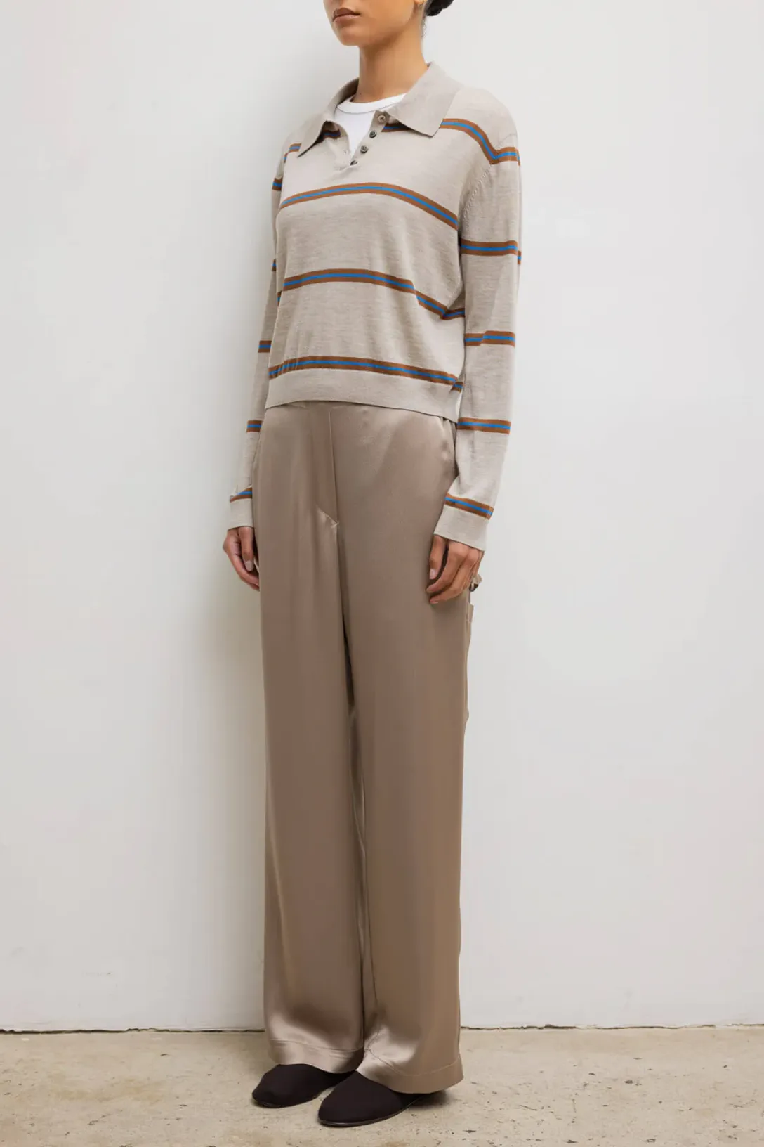 James Stripe Polo | Oatmeal Cobalt Stripe