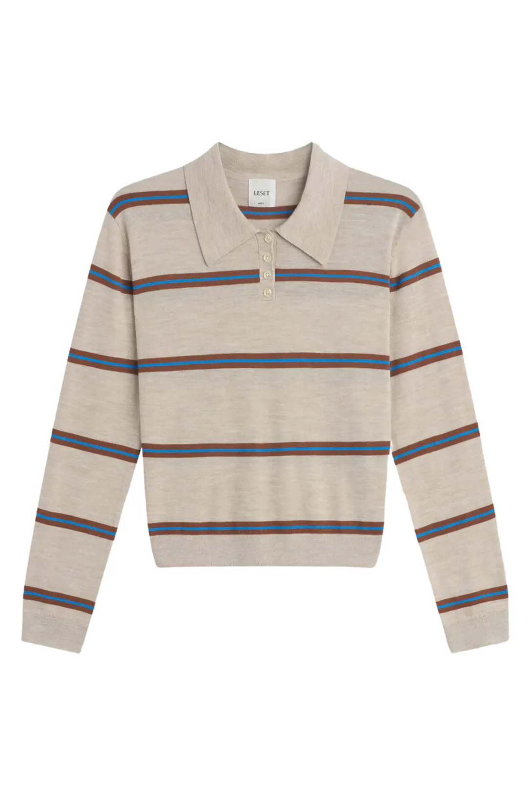 James Stripe Polo | Oatmeal Cobalt Stripe