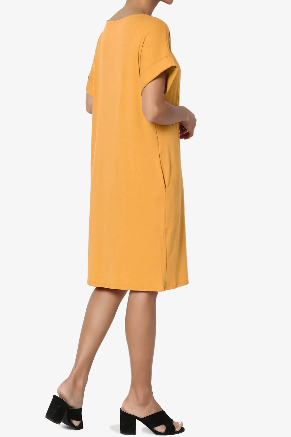 Janie Rolled Short Sleeve Round Neck Dress MORE COLORS